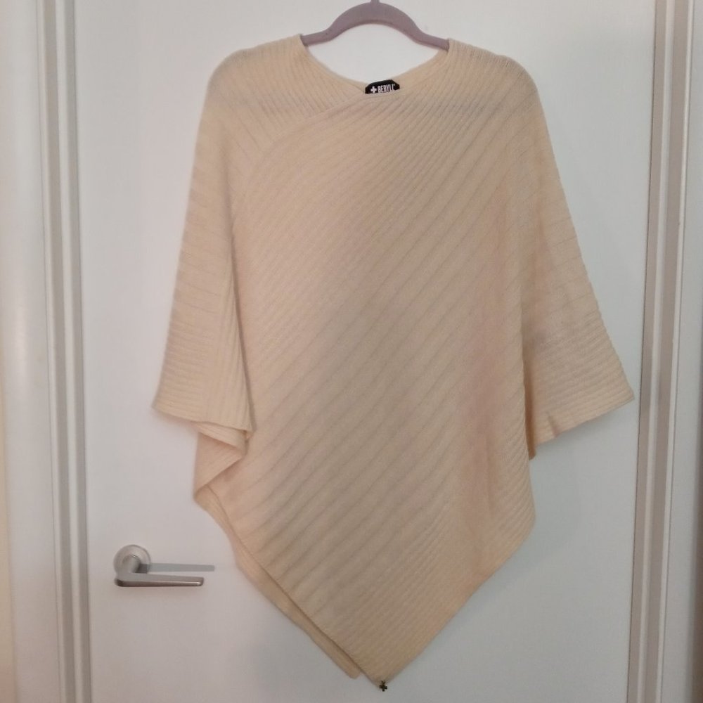Beryll Women's Poncho Open Size Beige 100% Cashmere